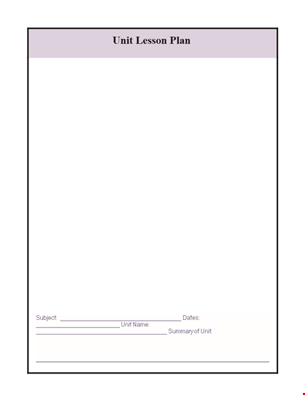 blank printable unit lesson plan template - lesson planning made easy template