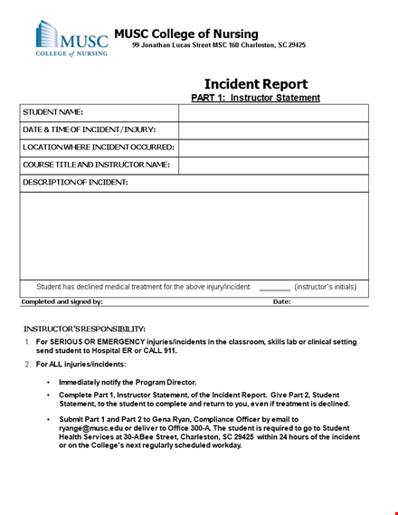 nursing incident template