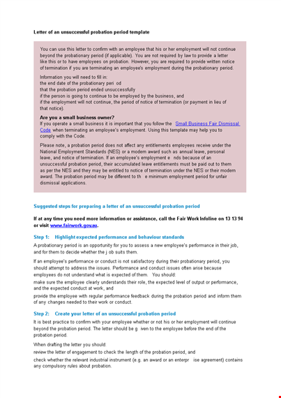 probation employee termination letter template