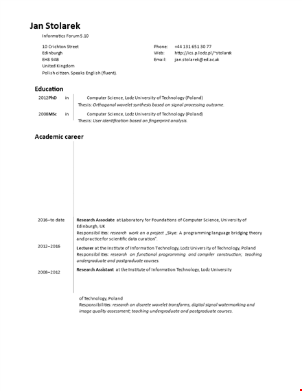 technology-focused functional resume | stolarek and wavelet template
