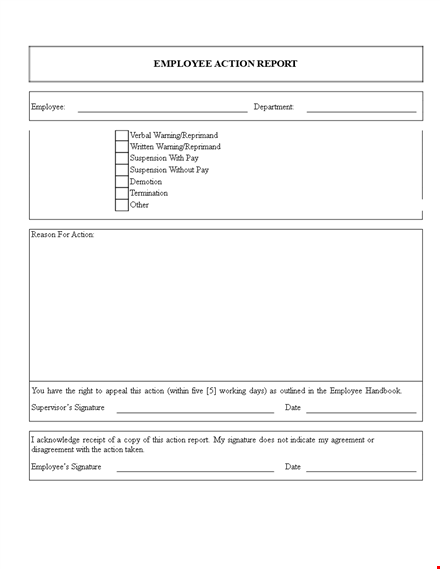 employee action in word template