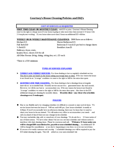 types of cleaning service contract template free doc format template