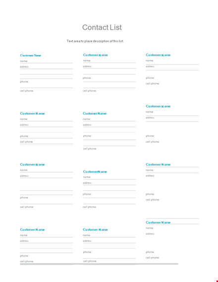 organize your contacts with our customer contact list template template