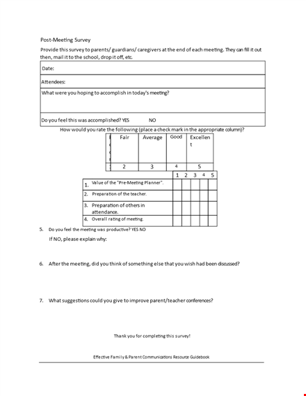 post meeting survey template template