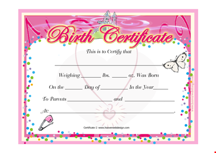 customizable girl birth certificate template for free | create beautiful birth certificates template