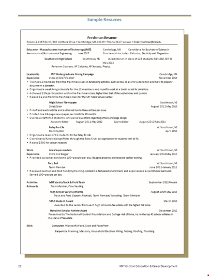 sample computer engineering resume for engineering students - science at cambridge template