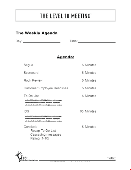 weekly meeting agenda template