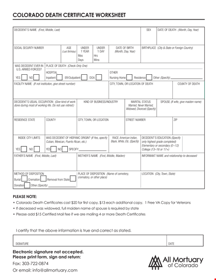 death certificate template - create and specify death certificates | decedent template