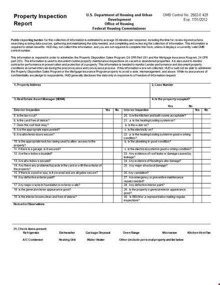 property inspection report - get comprehensive property information and exterior inspection template