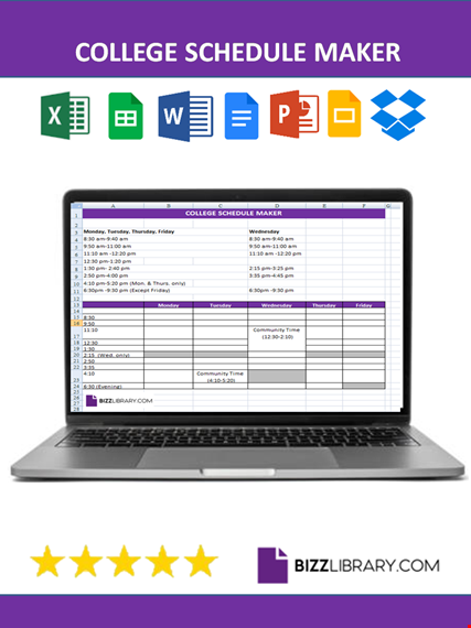 college schedule spreadsheet template