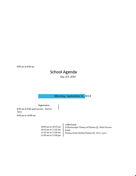theory of schoolagenda, breaks, and fission template