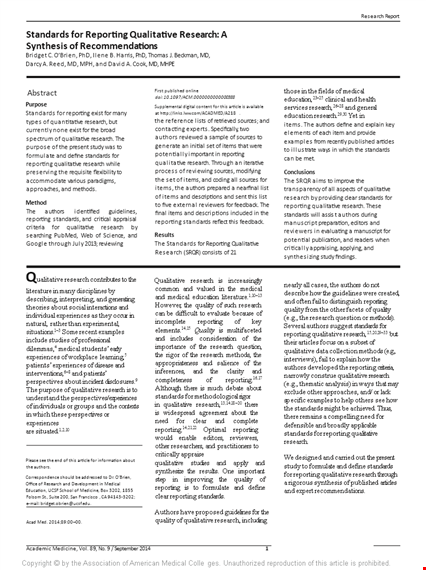 qualitative research report template