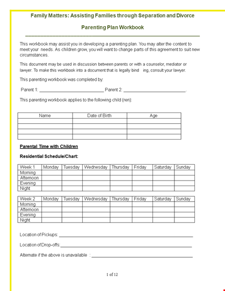 create a comprehensive parenting plan for your child in minutes template