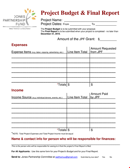 final project budget report: managing project expenses and maximizing returns template