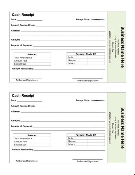 create professional cash receipts | use our easy payment record template template
