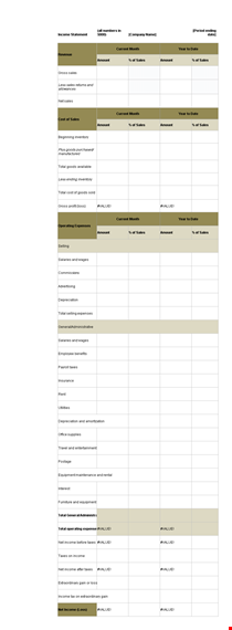 generate an accurate income statement with our template - total sales income and amount included template