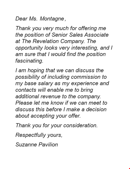 salary negotiation letter - company position | thank you for discussing template