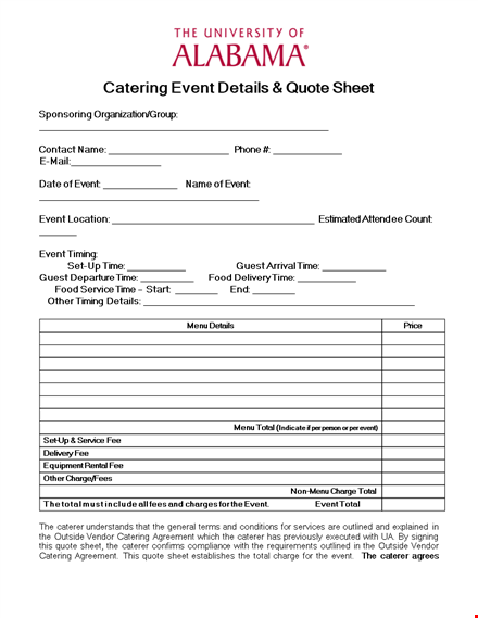 catering menu template