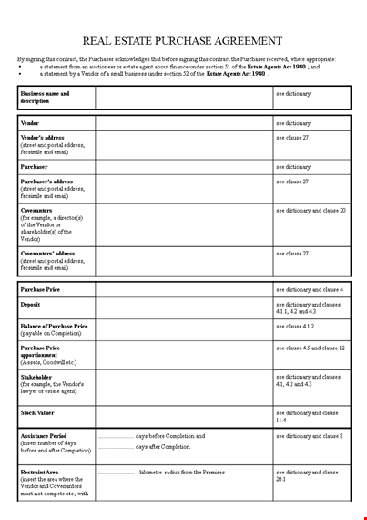 business contract template for purchaser and vendor agreement | completion guaranteed template