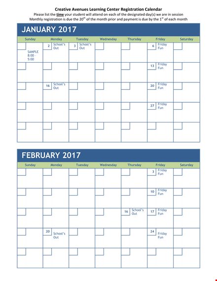 plan your month with easy to use templates | school & friday template