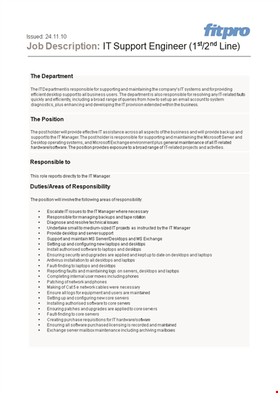 it engineer job description template