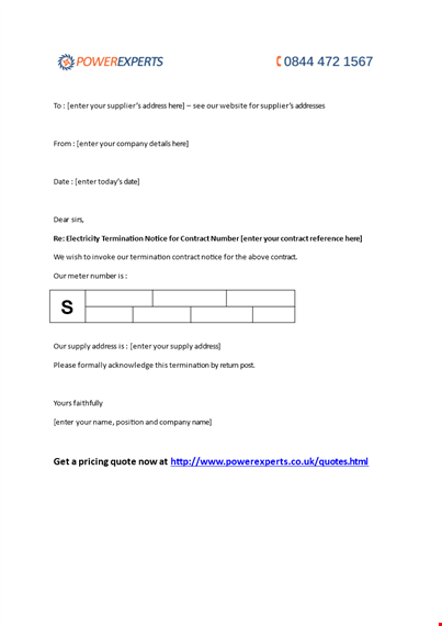 electricity contract termination letter template example for free template