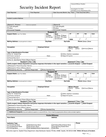 police incident report template template