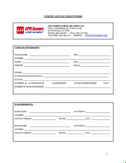 apply for credit with our easy-to-use application form template