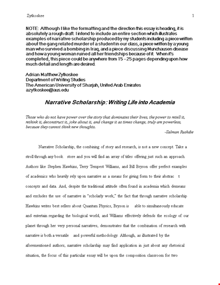 narrative scholarship essay sample template