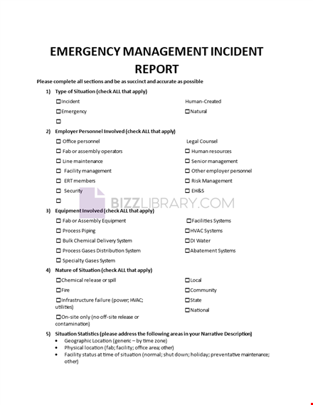 emergency management incident report template