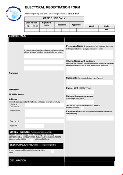 electoral registration form printable template
