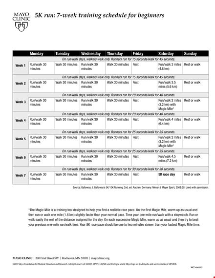 week training schedule template template