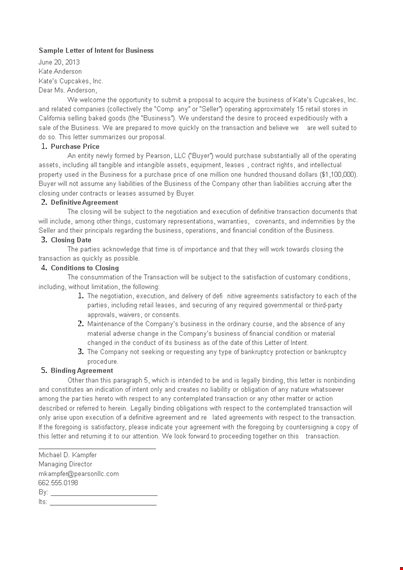 letter of intent for bussiness template