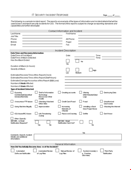 it security incident report template