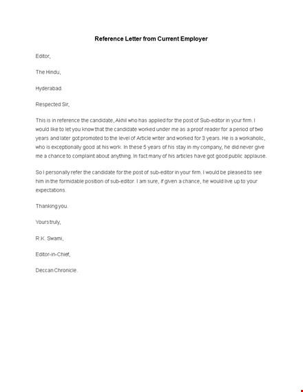 professional reference letter for editor template
