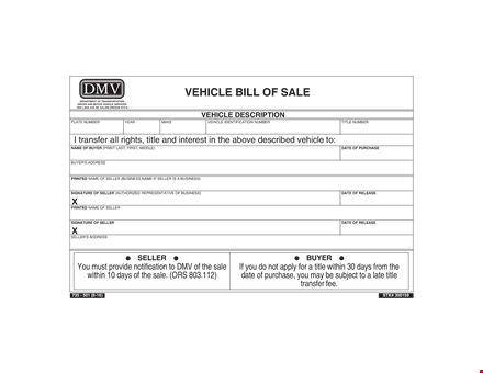 printable blank vehicle bill of sale template