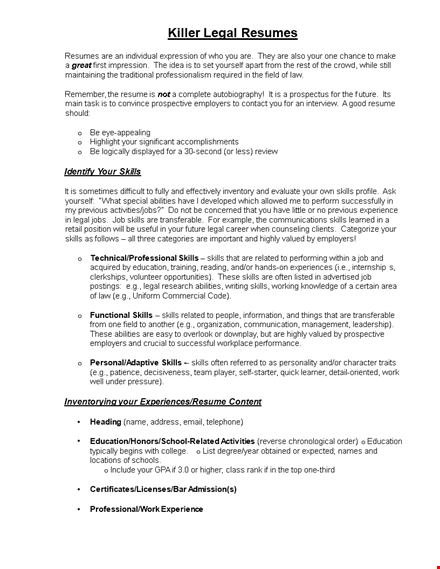 boost your legal career with a professionally drafted legal resume template
