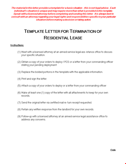 landlord termination letter sample template
