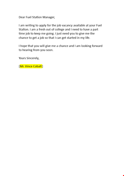 application for employment at fuel station template