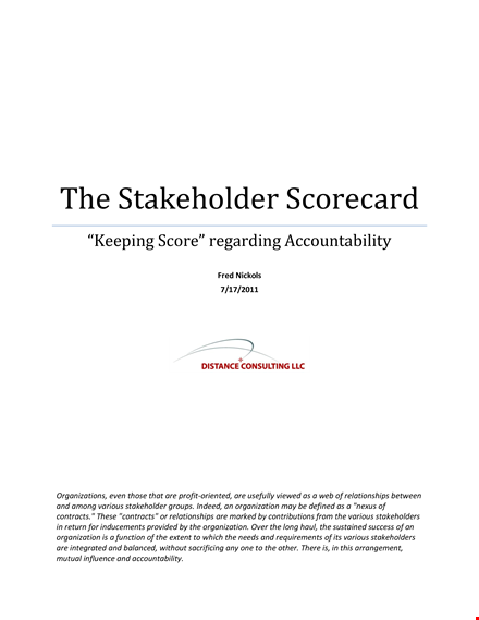 stakeholder scorecard - evaluate and engage with your organization's stakeholders template