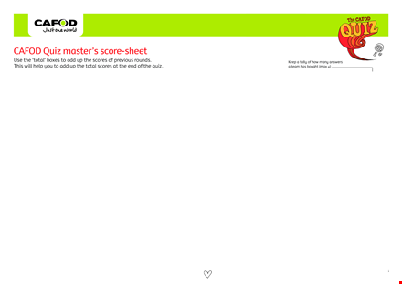 quiz score sheet template - track total round scores with cafod template