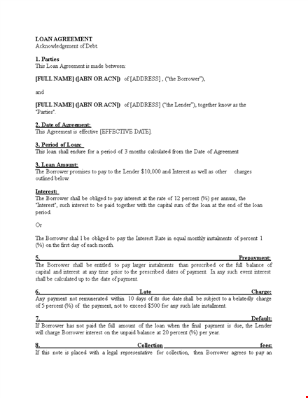 loan agreement template - easy-to-use agreement for borrower and lender template