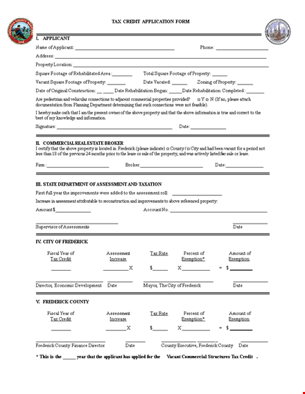 property credit application form in frederick county - apply now template