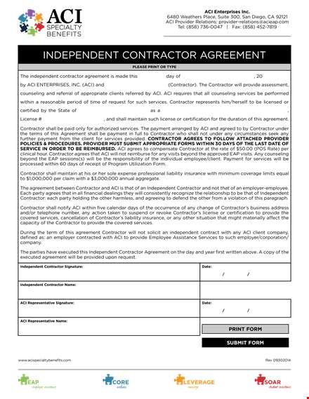 independent contractor agreement for services | contractor contract template