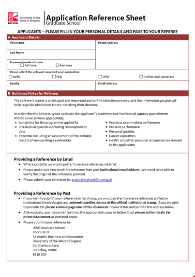 reference page template for email: please provide applicant address template