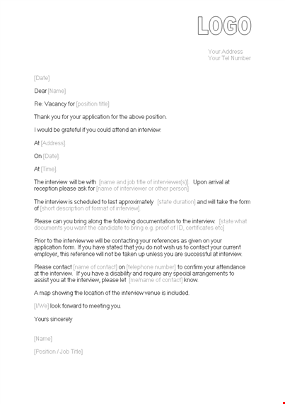 interview invitation email template template
