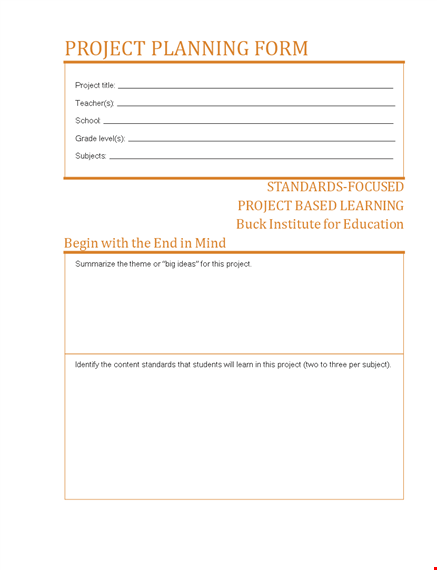 efficient project planning template for productive students template