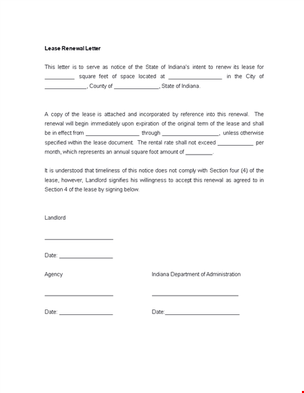 indiana lease renewal letter - renew your lease easily template