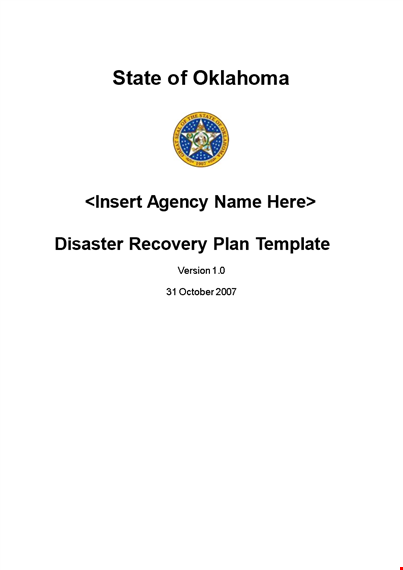 disaster recovery plan template - ensure business continuity template