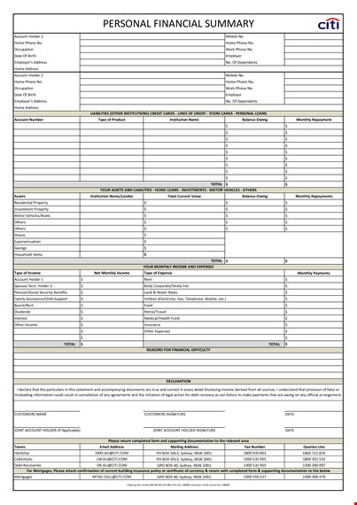 download personal financial statement template - keep track of your finances template